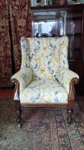 Antique Wingback Chair mahogany Floraral linen (3).jpg